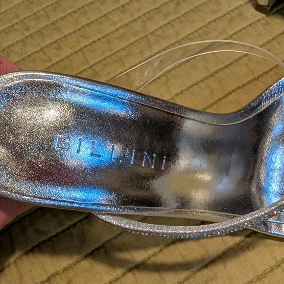 Billini Reva Silver Slip On Mule Women's Rhinestones Heels Size 7 Sparkly Shoes - Picture 15 of 16